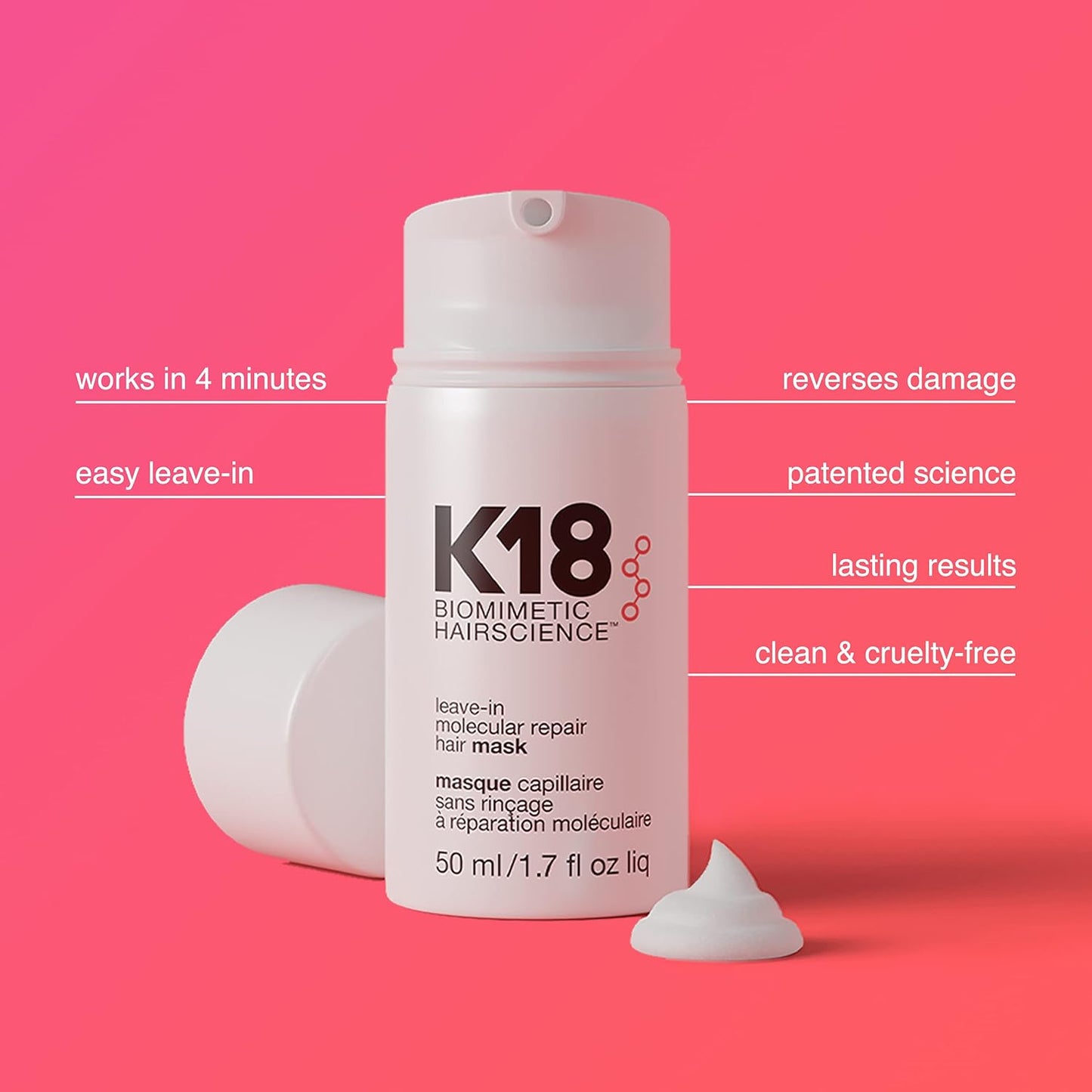 K18 Masque sans rinçage réparation moléculaire Hair Mask